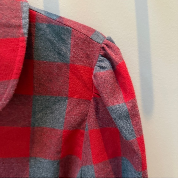 Tuckernuck Buffalo Check Flannel Puff Sleeve Shirt - Picture 2 of 4